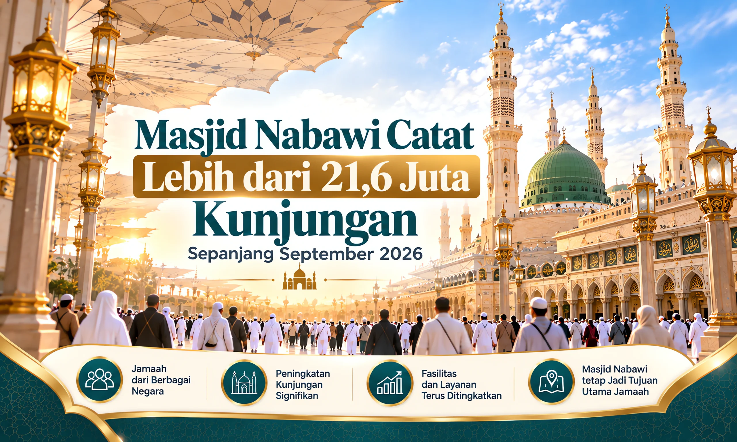 Masjid Nabawi Catat Lebih dari 21,6 Juta Kunjungan Sepanjang September 2026